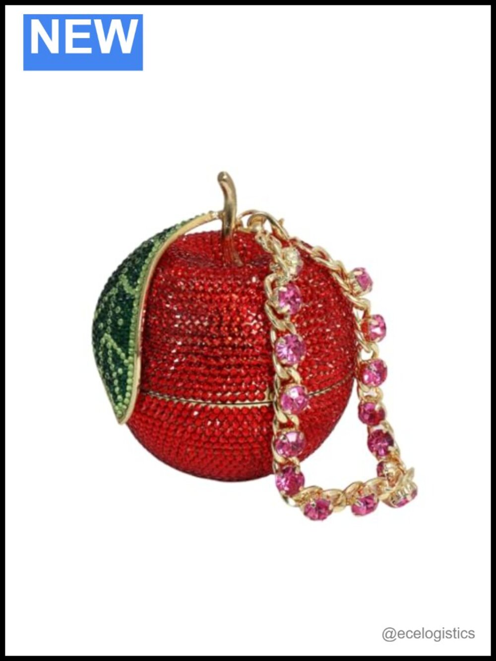 Rhinestone Apple Clutch Evening Bag - Glitter Diamond Purse for Weddings &